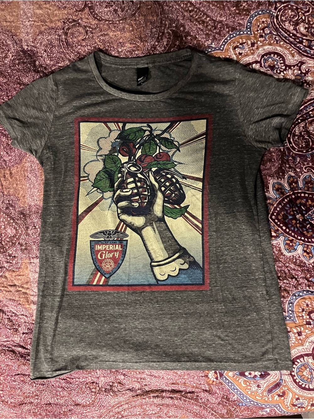 Vintage Obey Short-Sleeve Imperial Glory in Charcoal Gray